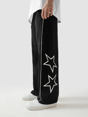 Black Wide-Leg Star Print Trouser – STAR Trouser | GROOVY Pakistan