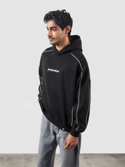 5 Way Stitch Hoodie female model back view contrast stitch panel Pakistan – GROOVY
