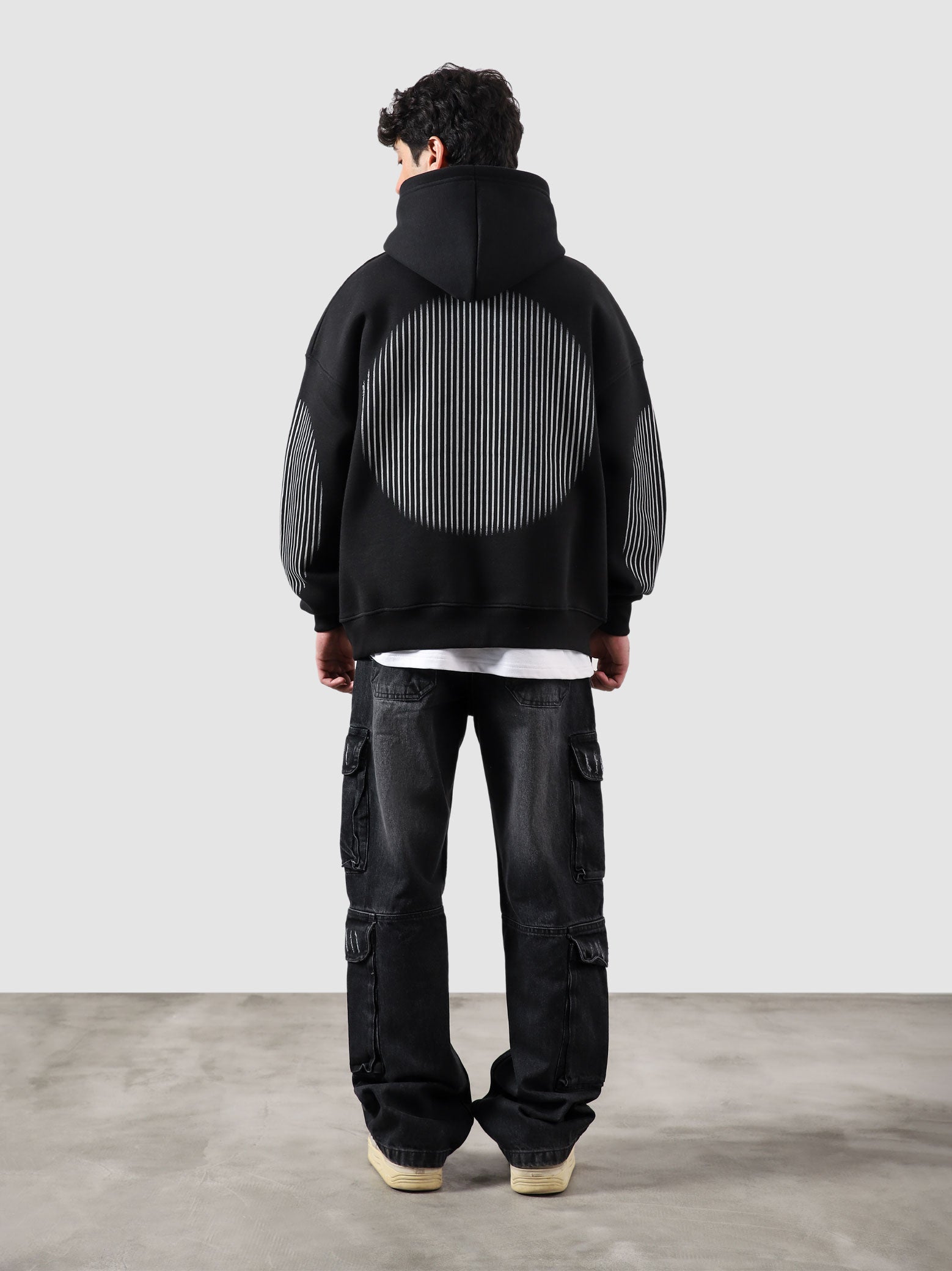 The Illusion Zipper hoodie female model back view oversized streetwear Pakistan – GROOVY