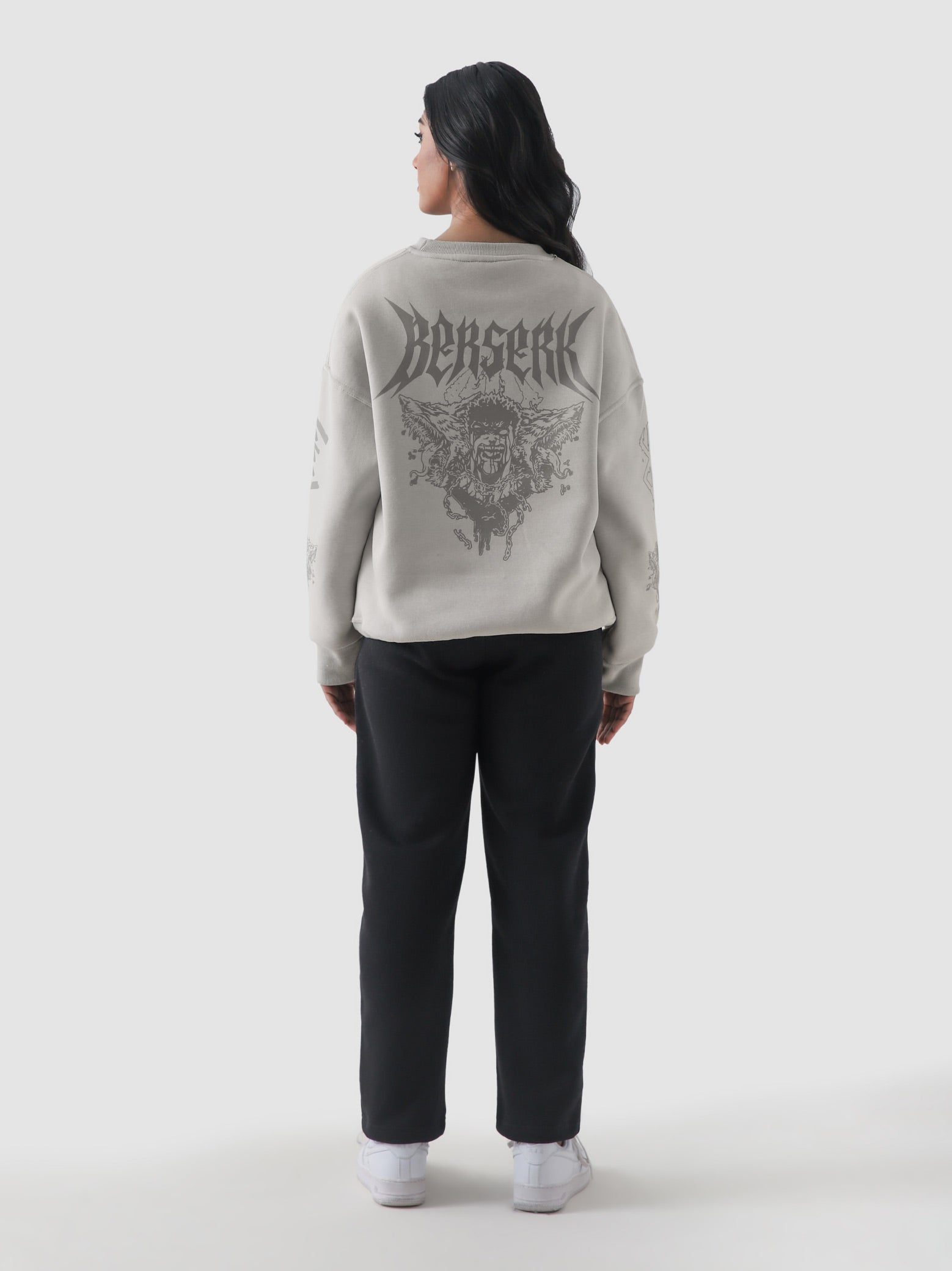 Berserk anime hoodie female model front view oversized Pakistan – GROOVY