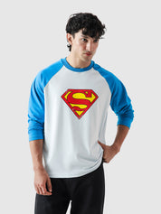 Superman full sleeves tee female model back view raglan design Pakistan – GROOVY