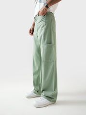 Utility V1 mint green cargo pants female model back view streetwear Pakistan – GROOVY