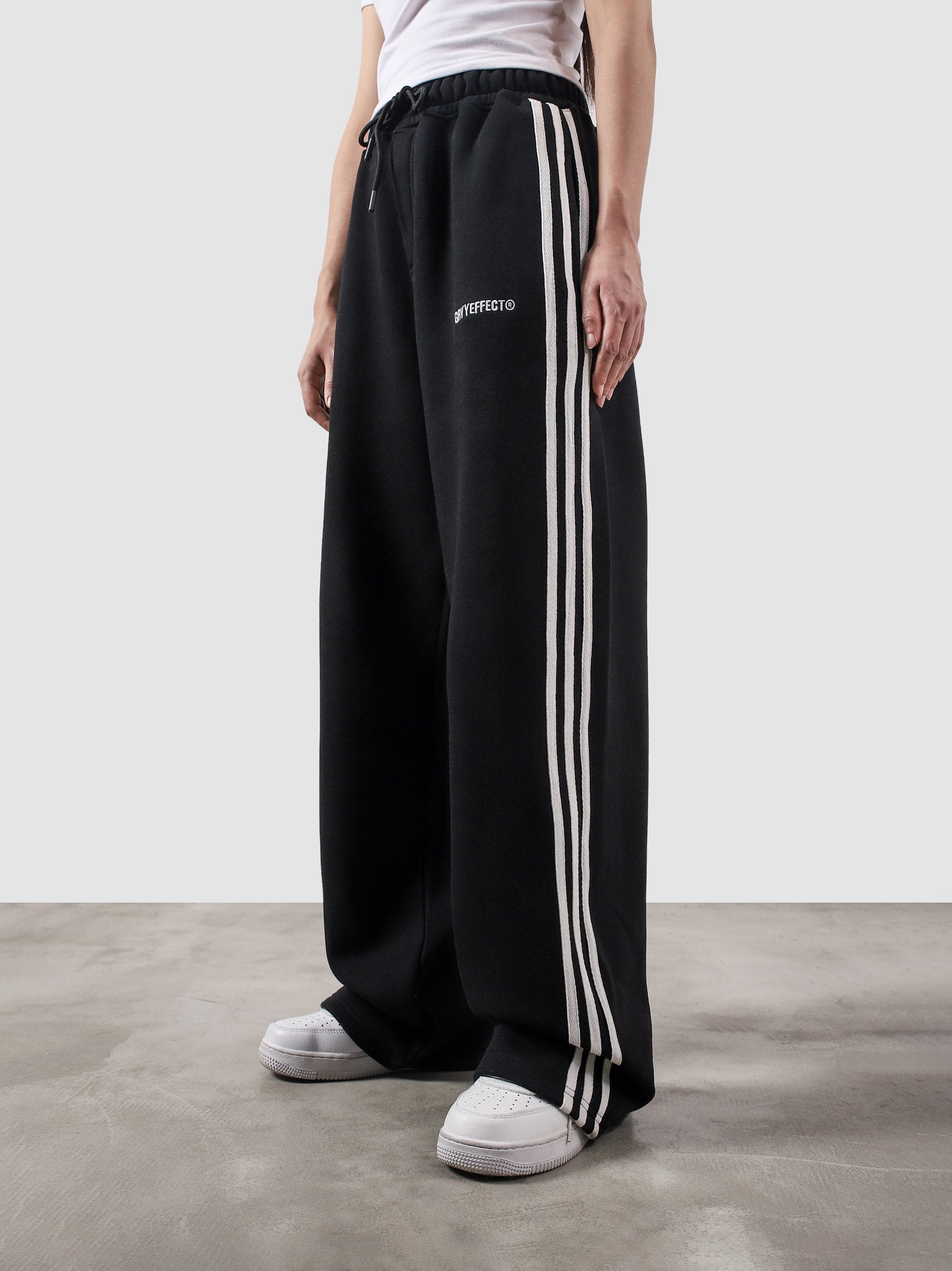 Heritage Pants black summer female model back view striped sides Pakistan – GROOVY