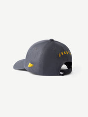 GROOVY SMILEY DAY slate blue-grey cap with yellow smiley embroidery, soft and easy to style