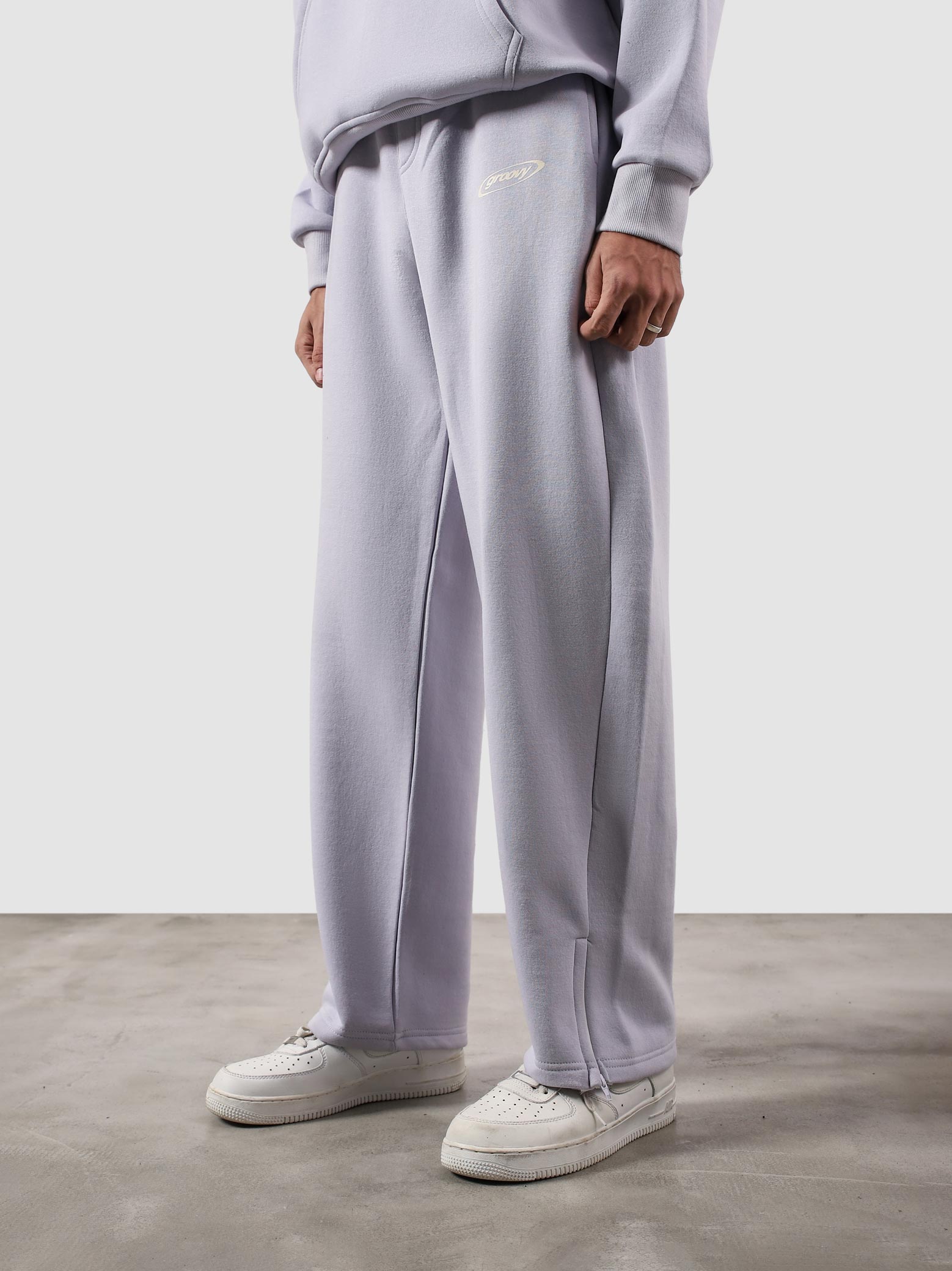 Utility Sweats lilac female model back view streetwear Pakistan – GROOVY