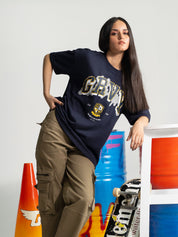 The Best Is Yet To Come tee flat lay navy blue graphic oversized Pakistan – GROOVY