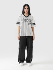 VENOM jersey white female model back view venom graphic streetwear Pakistan – GROOVY