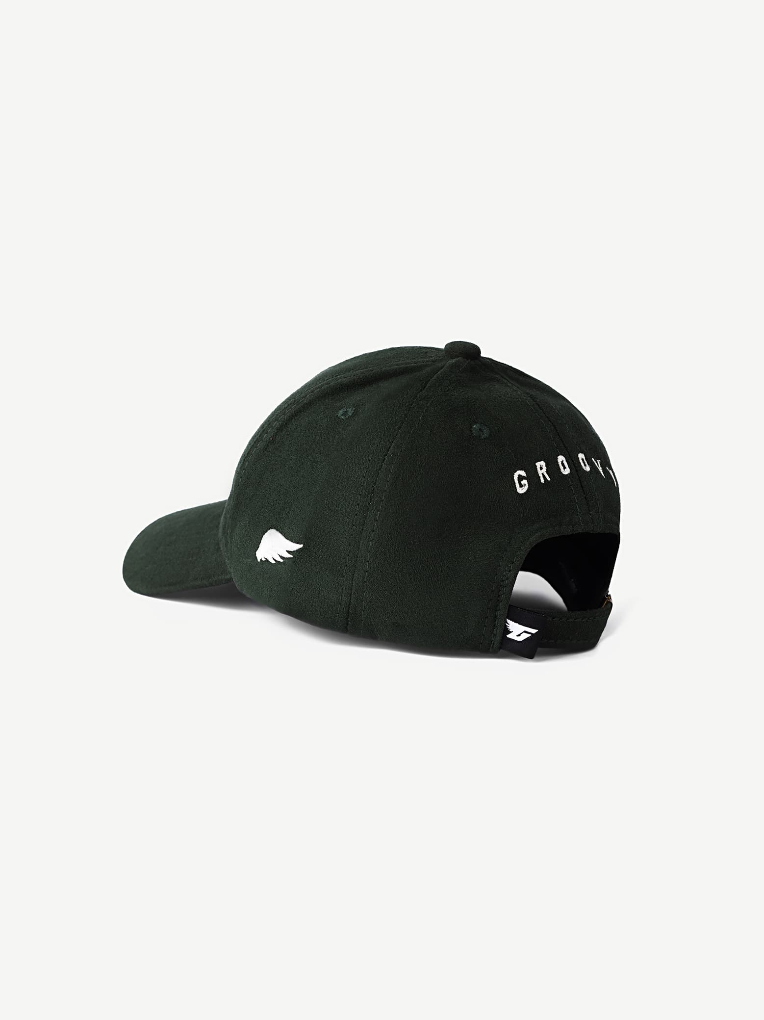 GROOVY Super Suede green suede cap, minimal logo, unisex
