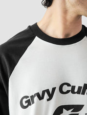 ROLLER TEE female model front view black white contrast sleeve Pakistan – GROOVY
