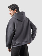 Granite essential zipper hoodie female model back view relaxed fit Pakistan – GROOVY