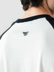 CORE tees black raglan female model front view contrast sleeves Pakistan – GROOVY