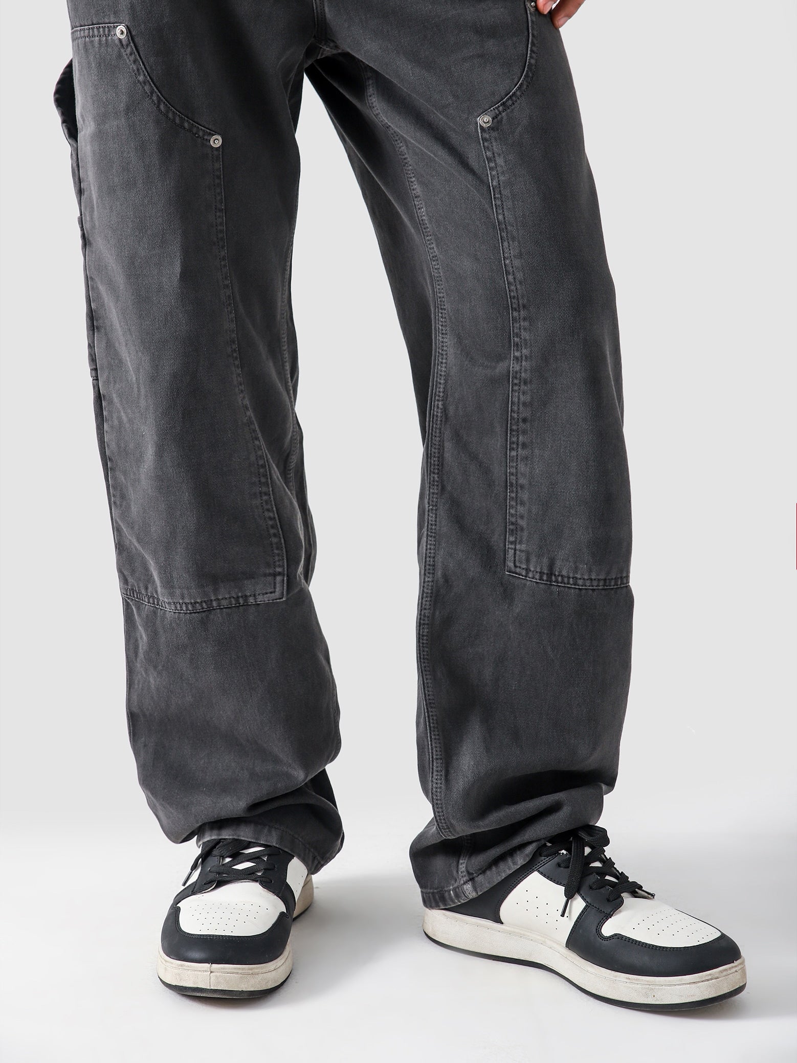 Dark grey carpenter denim detail shot hardware pocket Pakistan – GROOVY