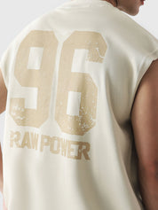 Legacy Club Sando female model front view beige sleeveless streetwear Pakistan – GROOVY