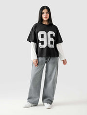 96 Double Layer Jersey black couple lifestyle shot streetwear Pakistan – GROOVY