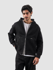 Black essential zipper hoodie couple lifestyle shot streetwear Pakistan – GROOVY