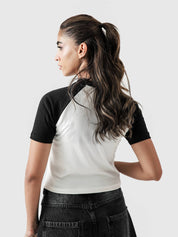 LA baby tee flat lay graphic crop top black contrast Pakistan – GROOVY
