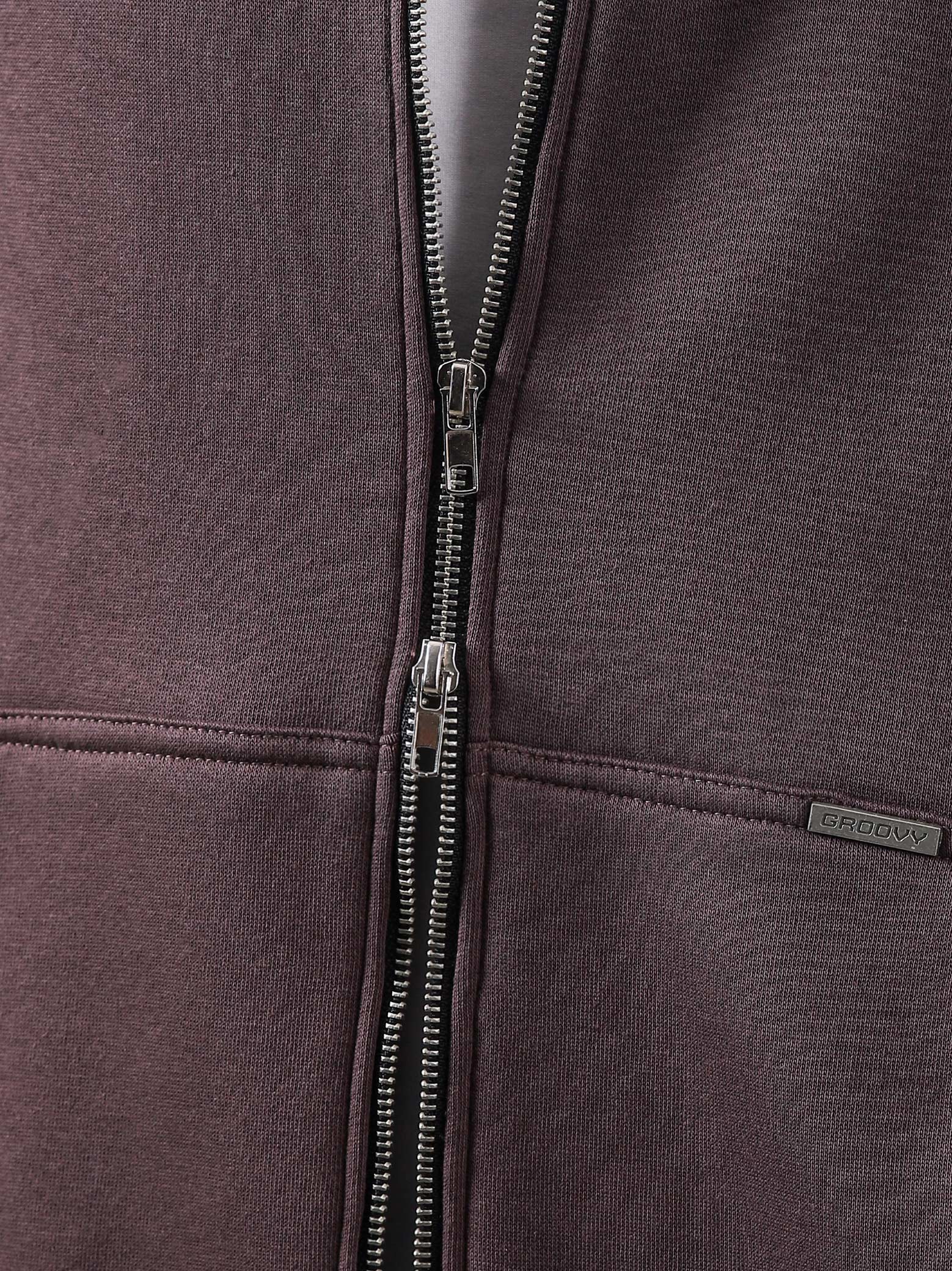 Plum essential zipper hoodie detail closeup zip front fabric Pakistan – GROOVY