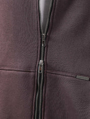 Plum essential zipper hoodie detail closeup zip front fabric Pakistan – GROOVY