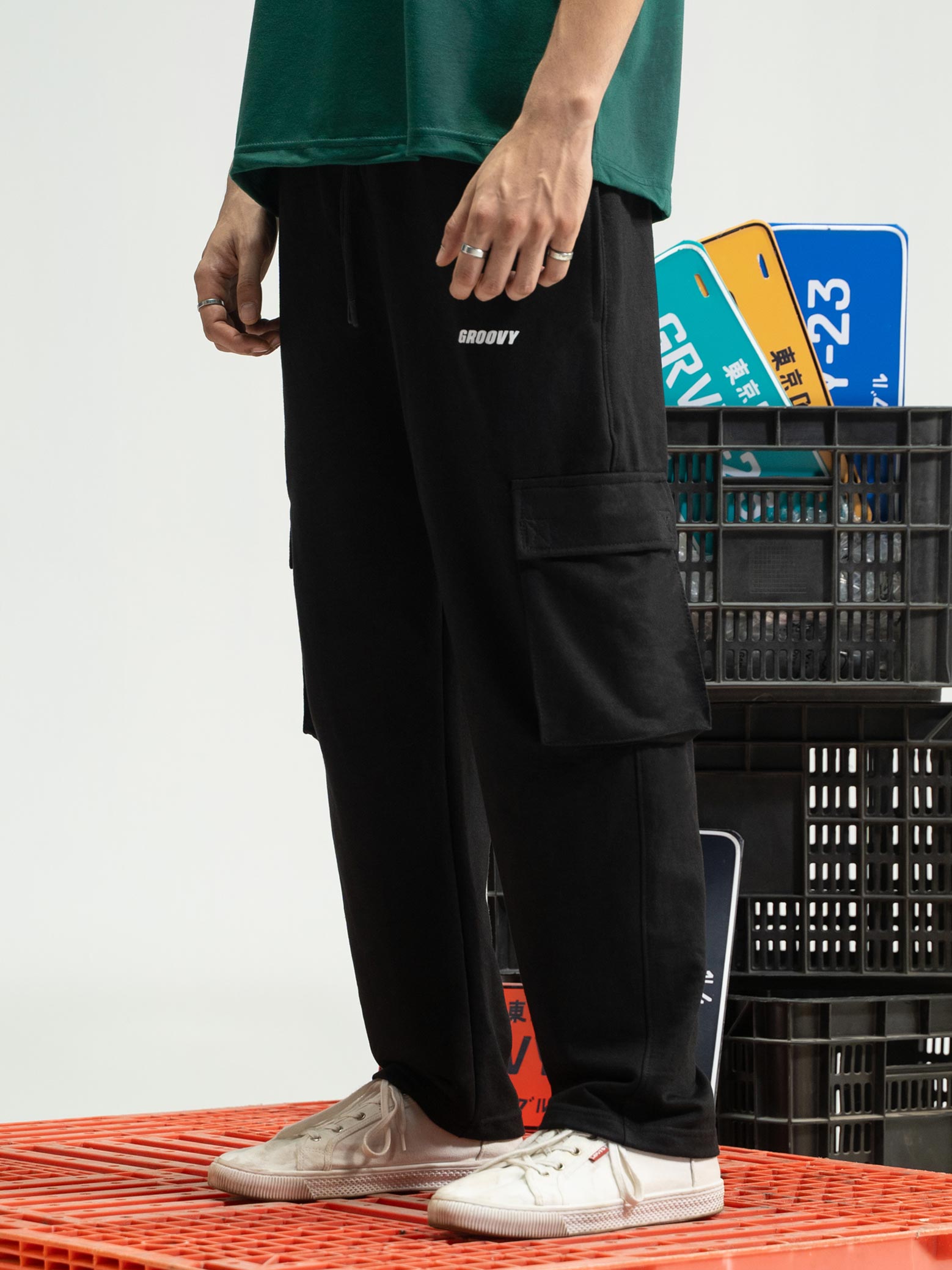 Black Cargo Trousers - GROOVY