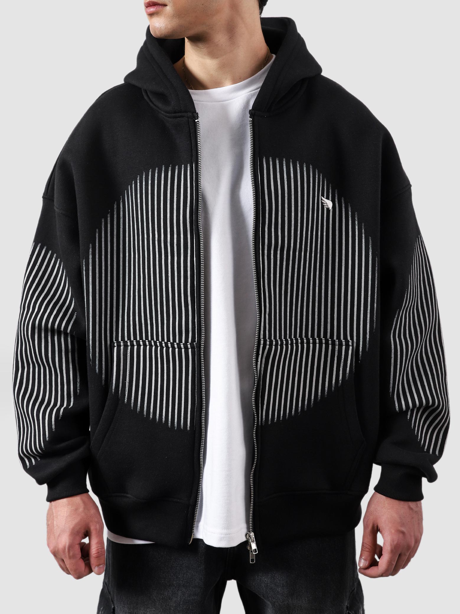 The Illusion Zipper hoodie couple lifestyle shot graphic streetwear Pakistan – GROOVY
