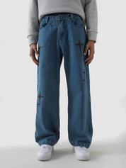 Cross star blue denim couple lifestyle shot streetwear Pakistan – GROOVY