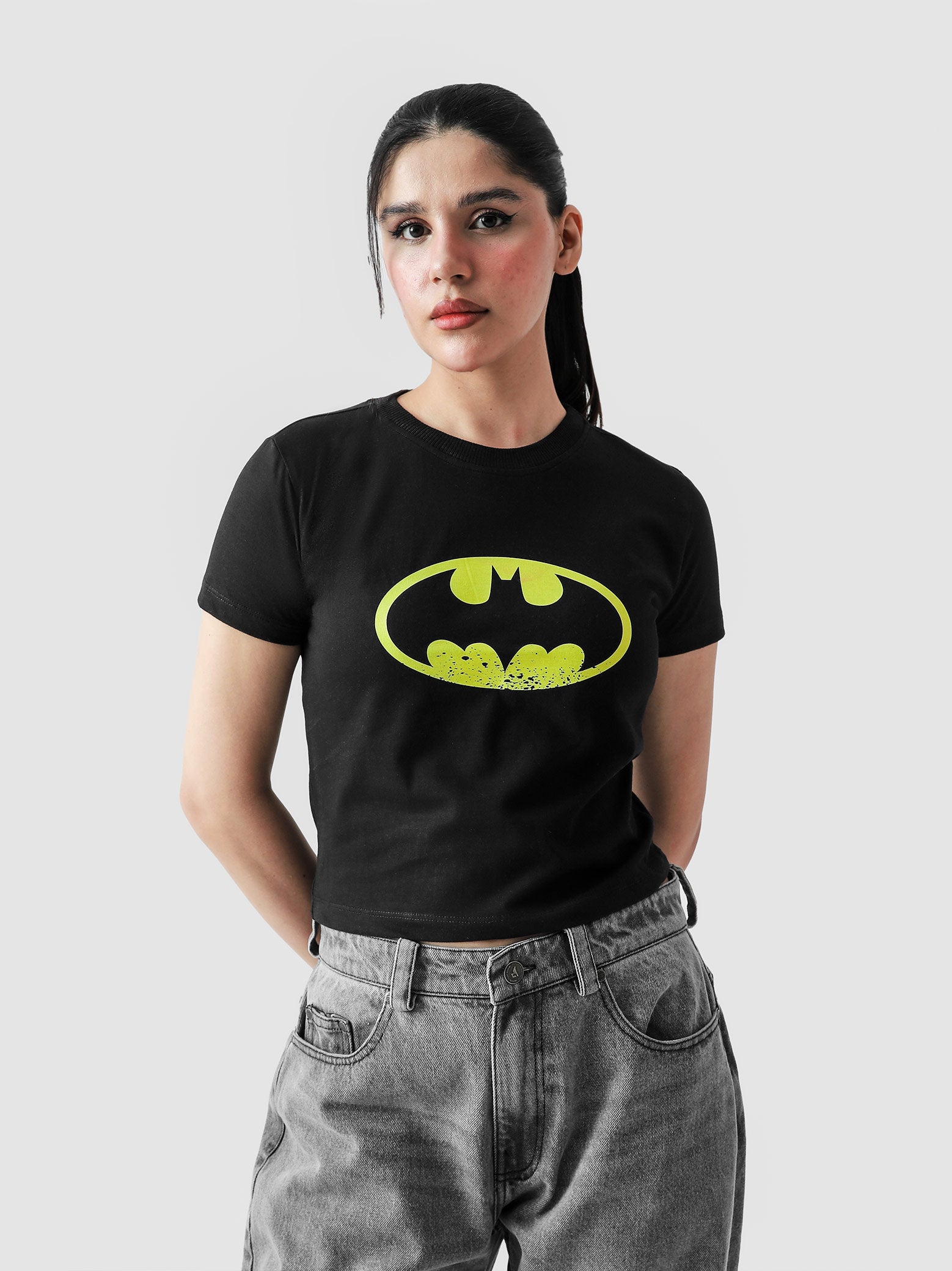 Batwoman babytee female model couple lifestyle shot Pakistan – GROOVY