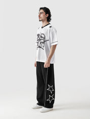Star basketball jersey couple lifestyle shot black white streetwear Pakistan – GROOVY