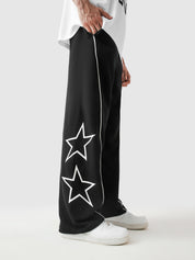 Black Wide-Leg Star Print Trouser – STAR Trouser | GROOVY Pakistan