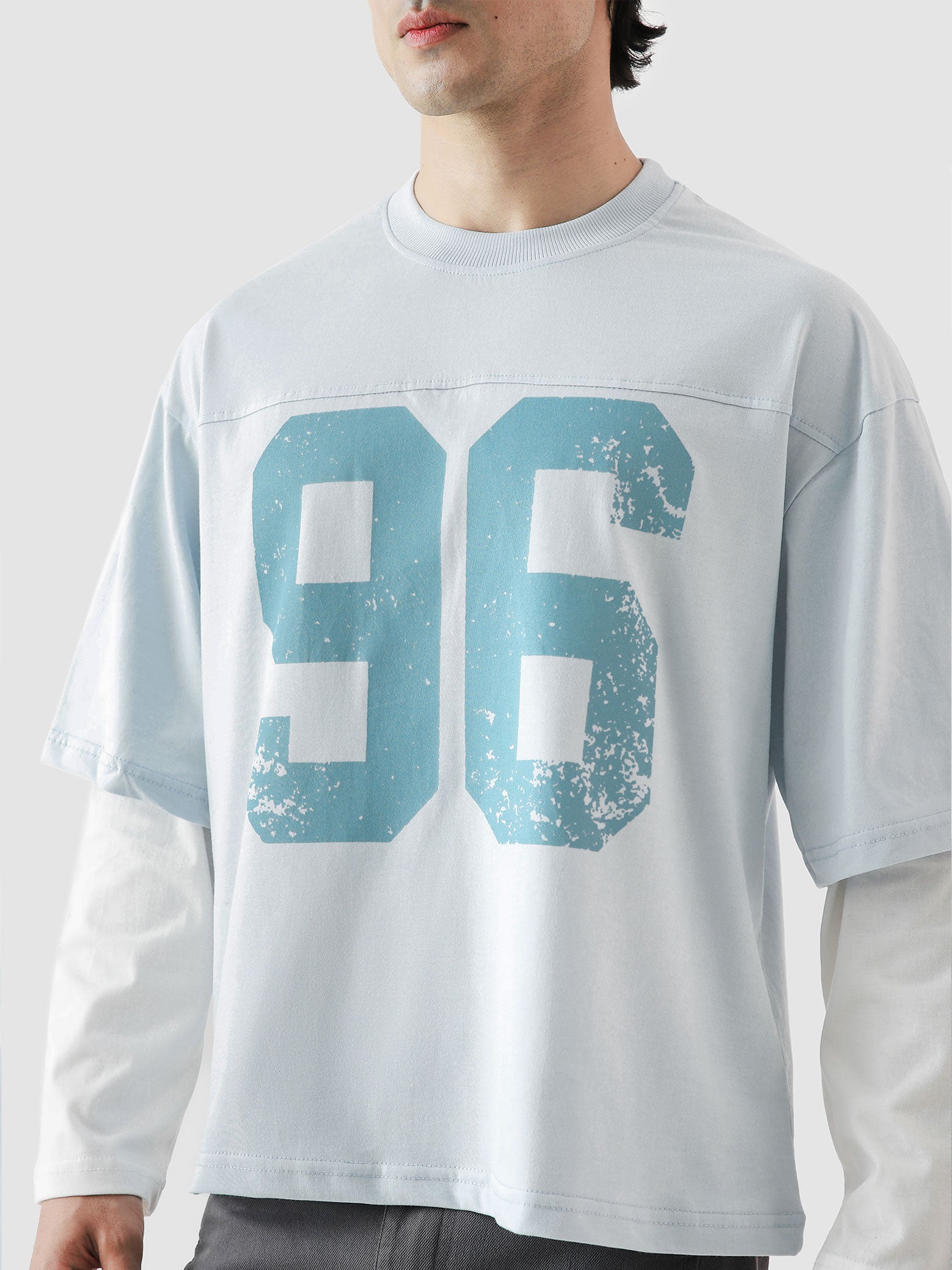 96 Double Layer Jersey frost blue couple lifestyle shot streetwear Pakistan – GROOVY