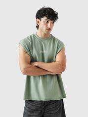 WORLDWIDE mint green sando couple lifestyle shot sleeveless streetwear Pakistan – GROOVY