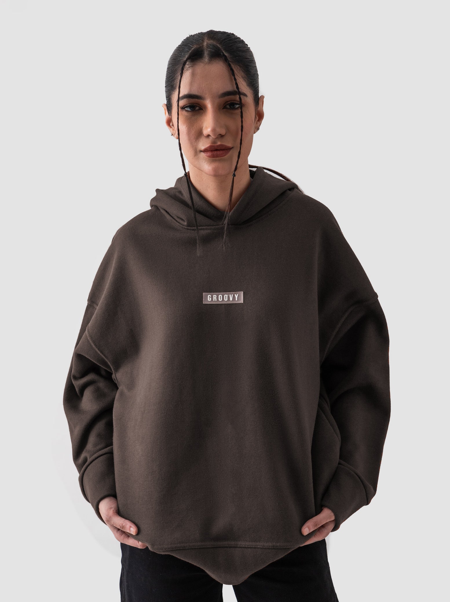 Mocha brown hoodie couple lifestyle shot streetwear Pakistan – GROOVY