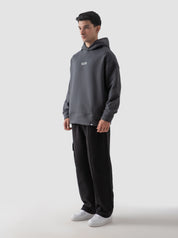 Dark grey hoodie detail closeup kangaroo pocket fabric texture Pakistan – GROOVY