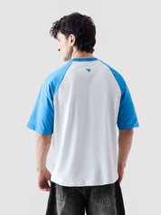 CORE tees electric blue raglan male model back view Pakistan – GROOVY