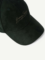 GROOVY Super Suede cap, muted deep green suede, built to last