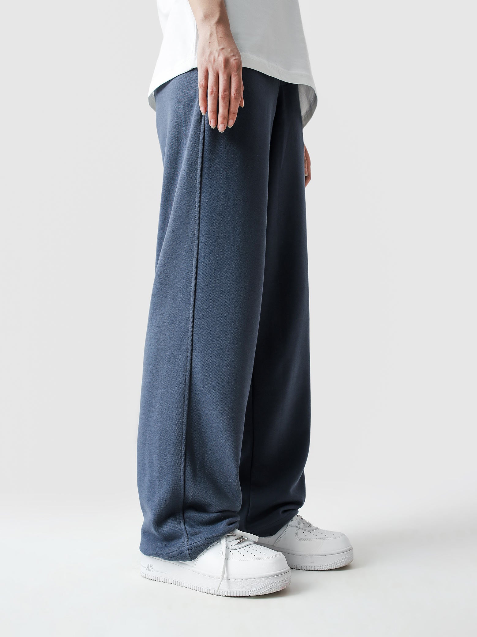 Slate blue baggy trousers detail closeup waistband drawstring Pakistan – GROOVY