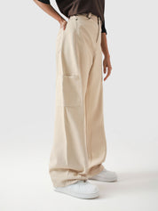 Cream Utility V1 cargos flat lay product shot Pakistan – GROOVY