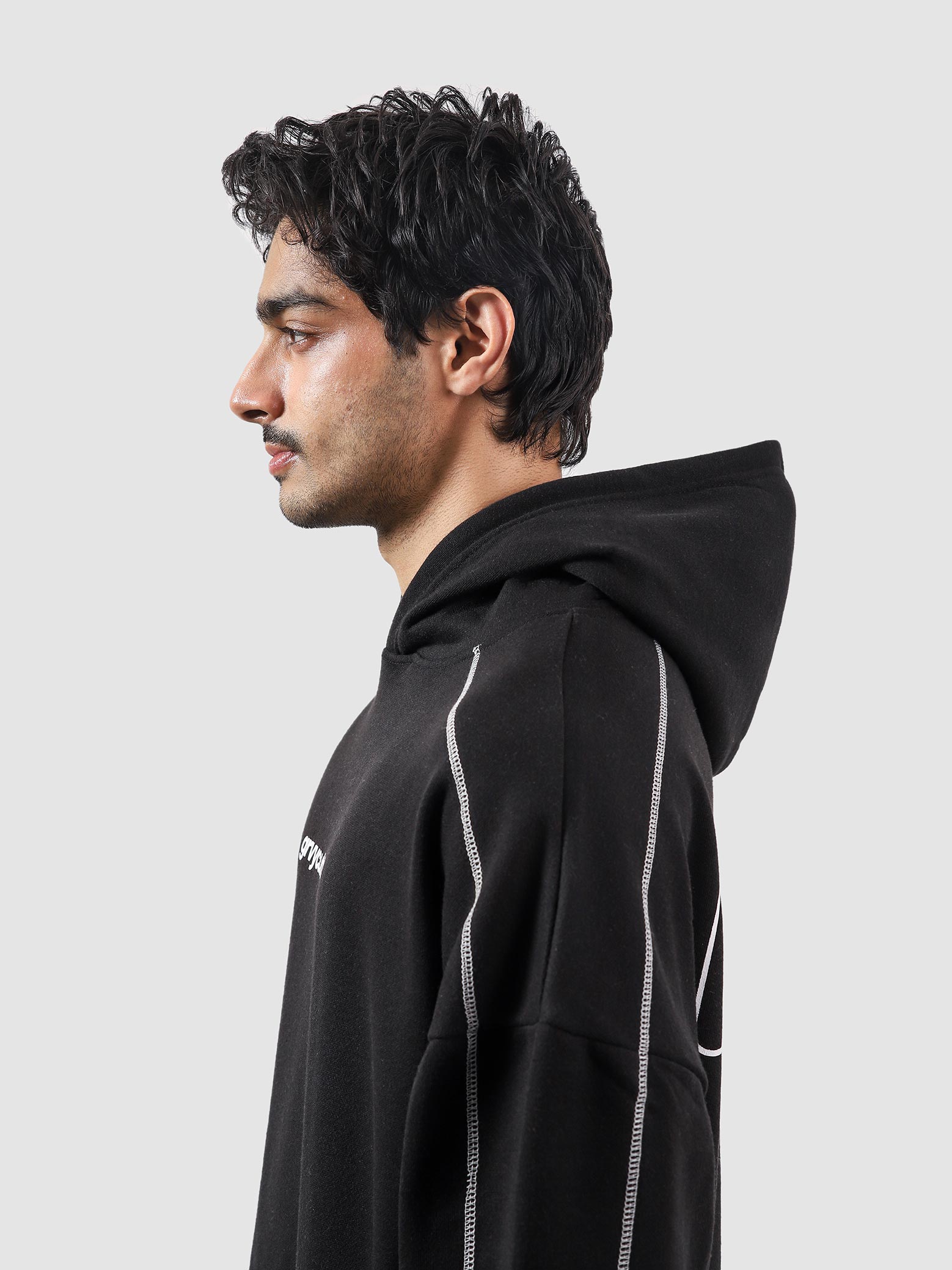 5 Way Stitch Hoodie detail closeup 5 panel stitch construction Pakistan – GROOVY