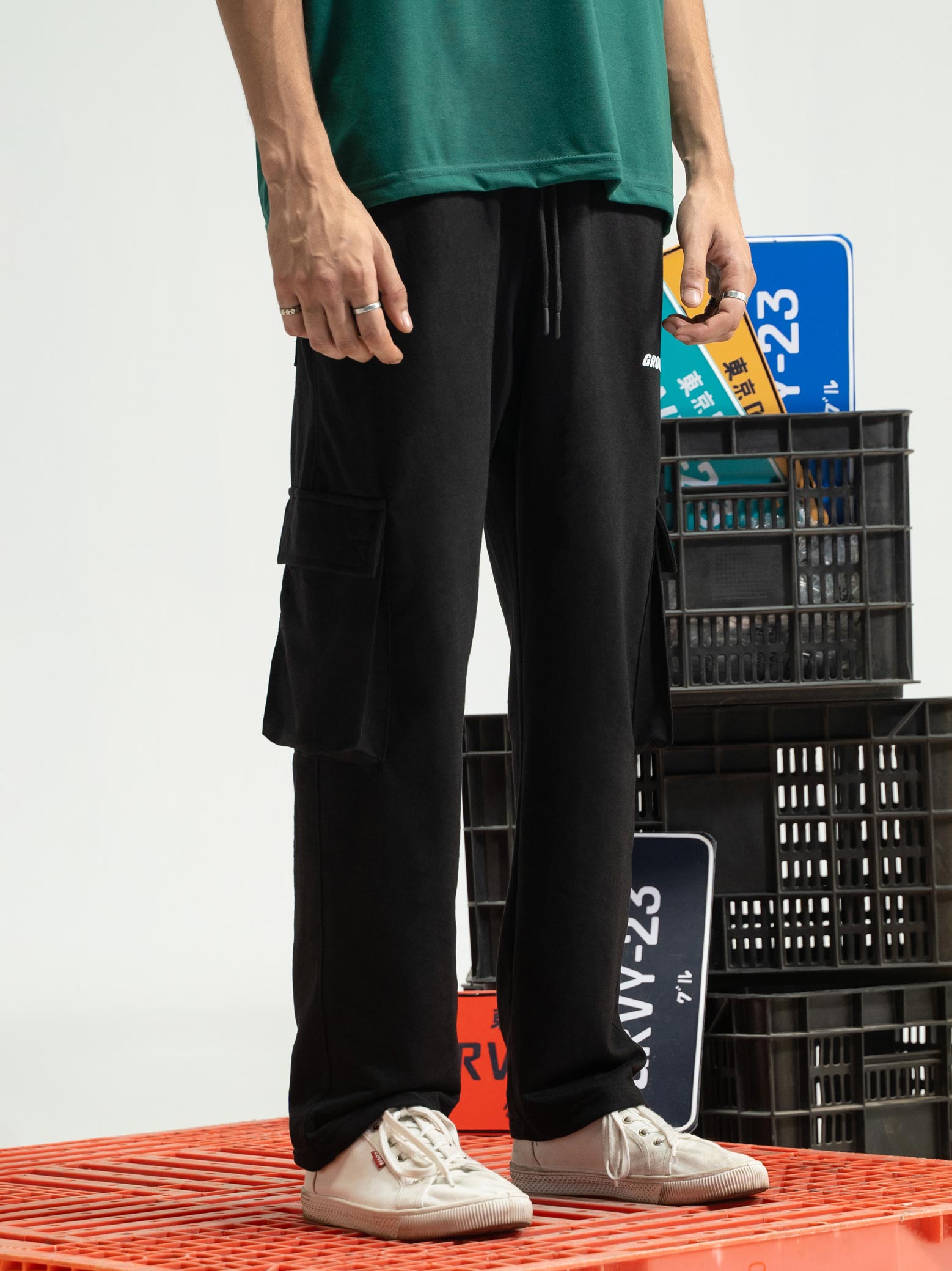 Black Cargo Trousers - GROOVY