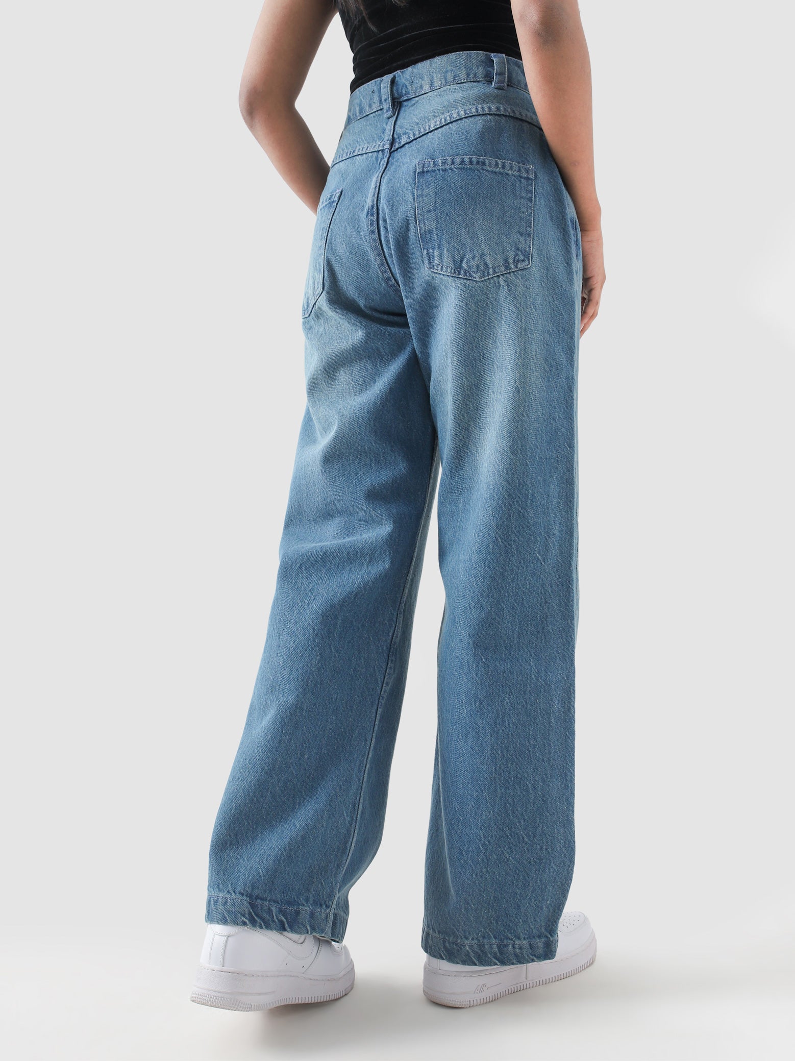 CORE denim washed blue jeans detail closeup washed texture hardware Pakistan – GROOVY