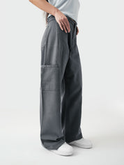 Utility V1 grey cargos flat lay wide leg cargo Pakistan – GROOVY
