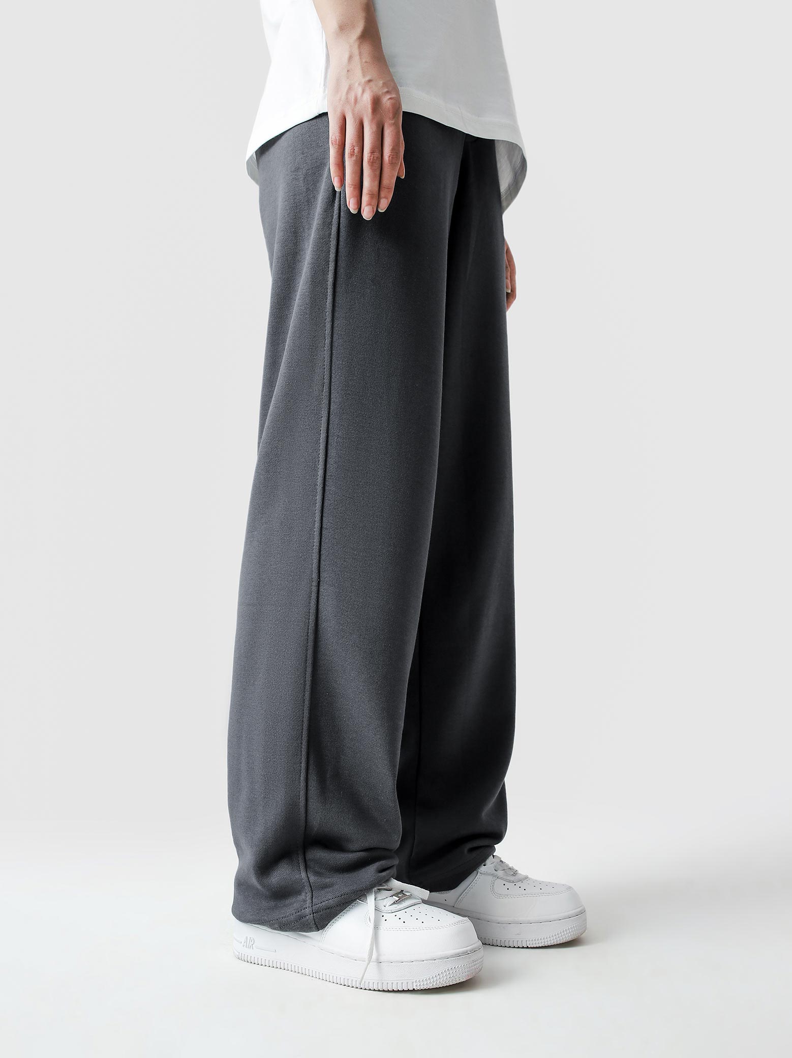 Steel grey baggy trousers detail closeup waistband drawstring Pakistan – GROOVY