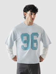 96 Double Layer Jersey frost blue closeup varsity graphic layered detail Pakistan – GROOVY