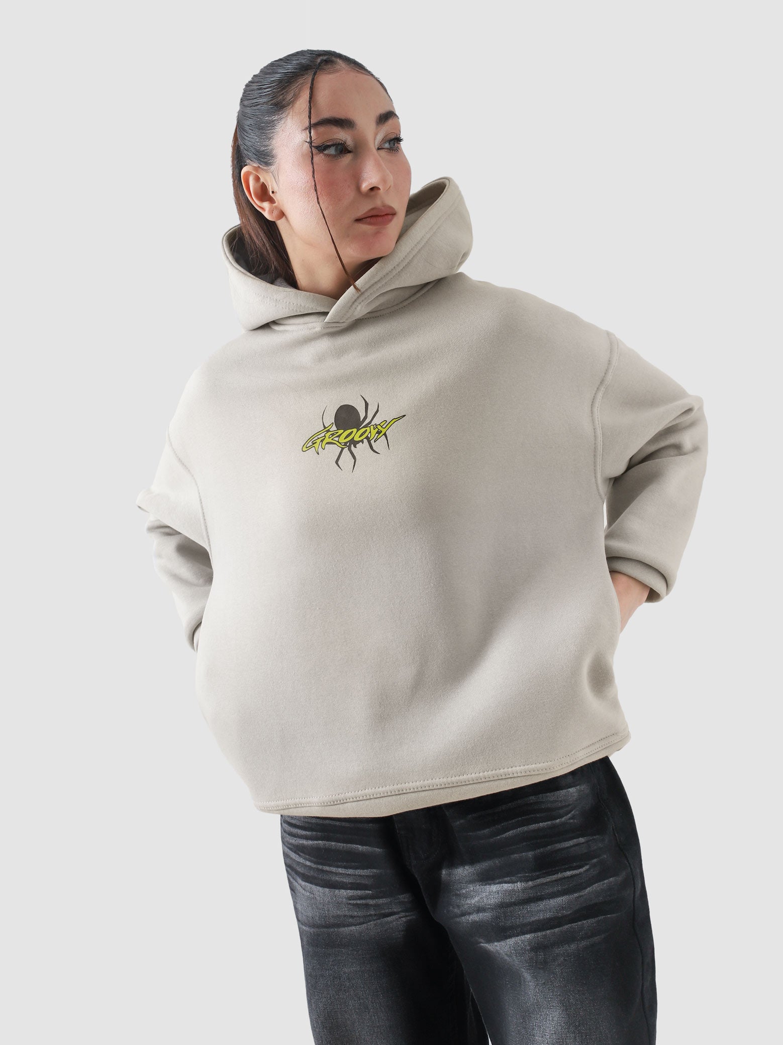 Make Your Own Luck hoodie detail closeup graphic print front kangaroo pocket Pakistan – GROOVY