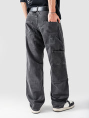 Dark grey carpenter denim flat lay product shot Pakistan – GROOVY