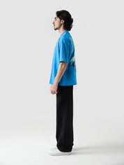 GRVY Shark electric blue tee male model outdoor lifestyle Pakistan – GROOVY