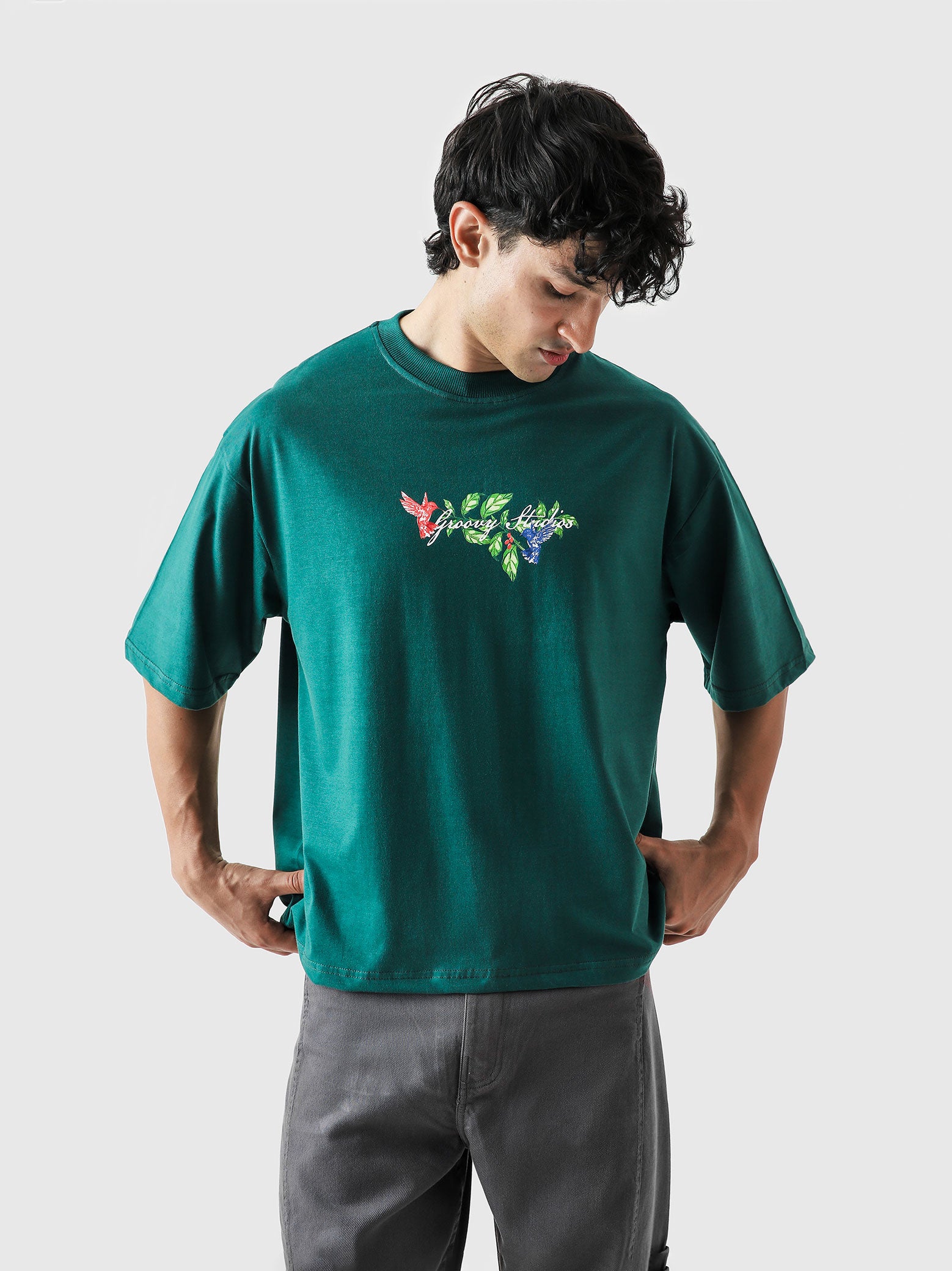 Green Hummingbird tee female model front view Pakistan – GROOVY