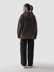 Mocha brown oversized hoodie detail closeup kangaroo pocket fabric texture Pakistan – GROOVY