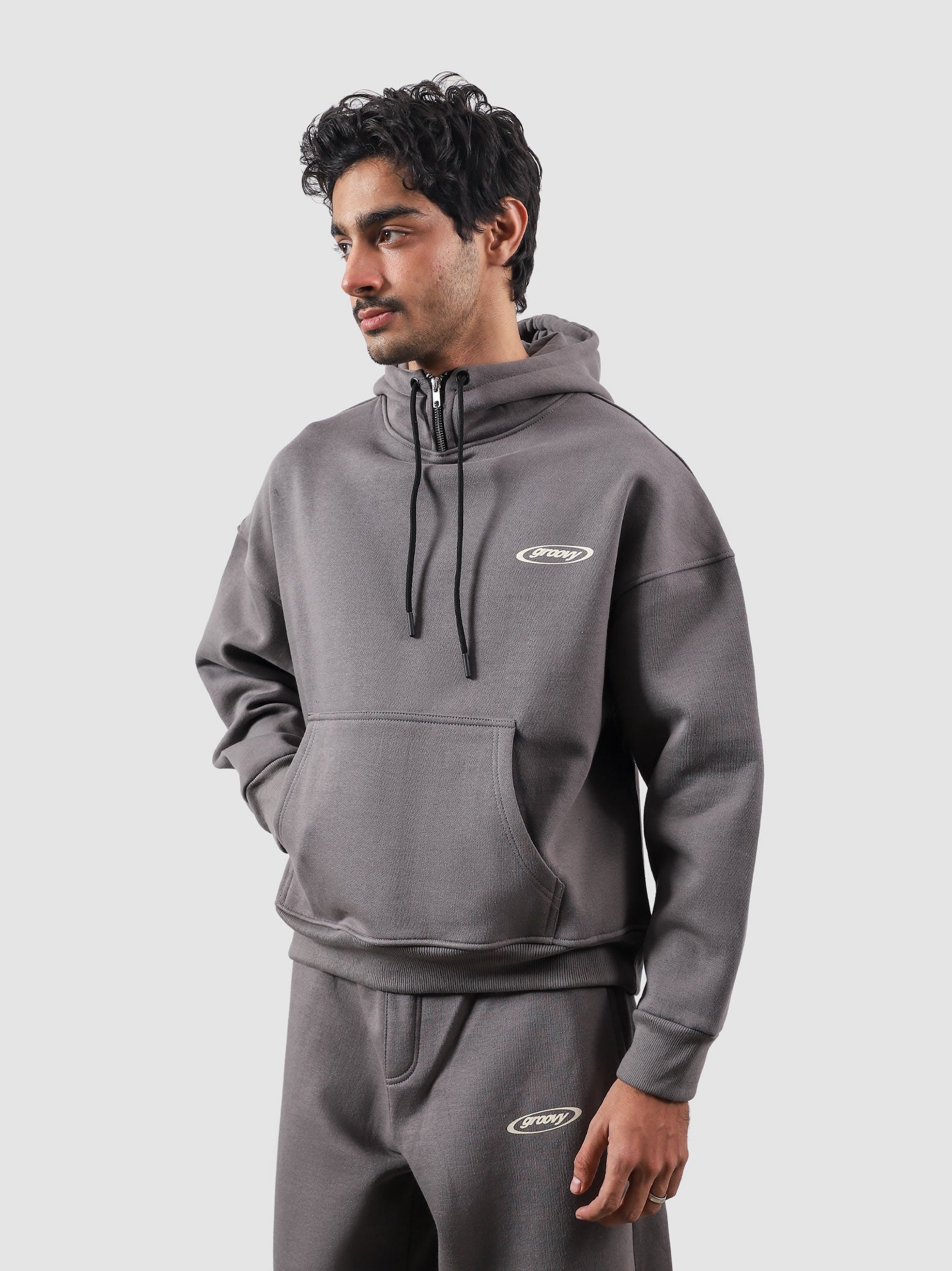 Utility Top granite grey flat lay oversized hoodie Pakistan – GROOVY