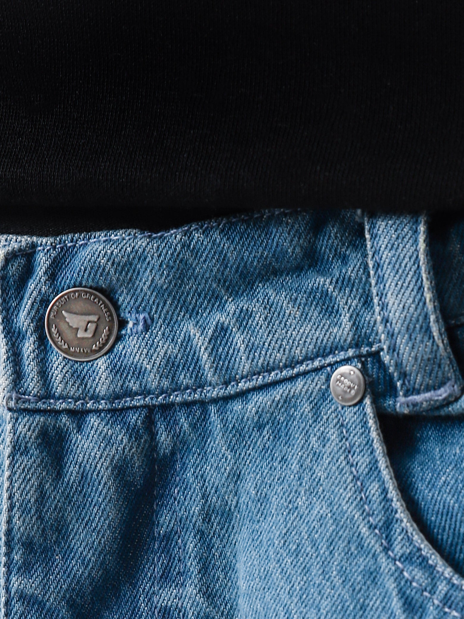 CORE denim washed blue jeans flat lay washed blue 13oz cotton Pakistan – GROOVY