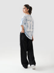 Allover GRVY frost blue tee male model outdoor lifestyle shot Pakistan – GROOVY